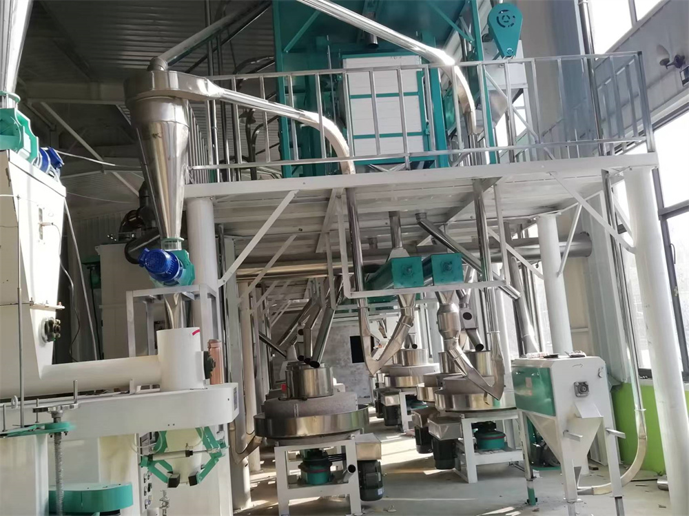 河北滄州經濟開發區八加四石磨面粉機生產線安裝現場