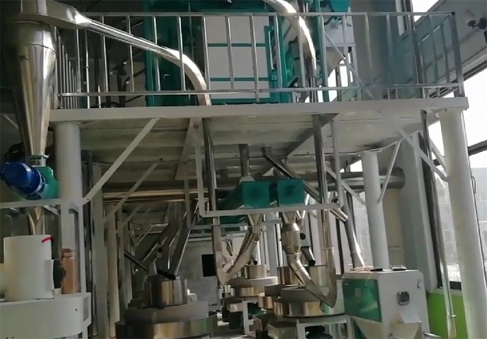 河北滄州經濟開發區八加四石磨面粉機生產線安裝現場
